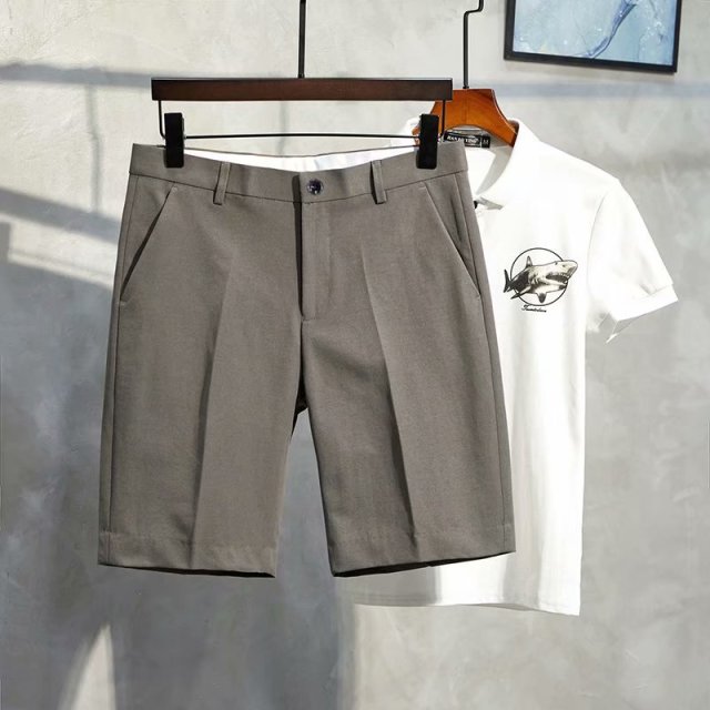 Casual Solid Polyester Chino Short