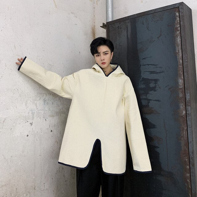 Chaqueta de hombre de estilo callejero de caperucita gótica sólida