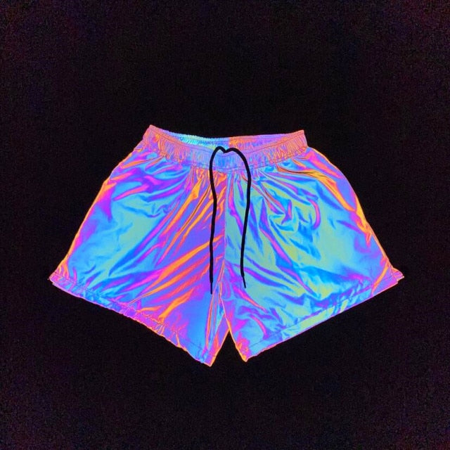 Rainbow Color Reflective Summer Shorts