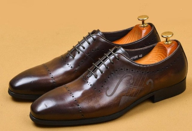 Genuine Leather Painted Gradation Men Oxford Shoes