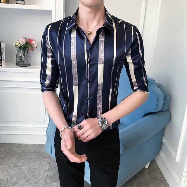 Artsy Chemise à rayures verticales douces pour hommes