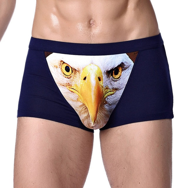 Wolf and Eagle Head Print Man Boxers