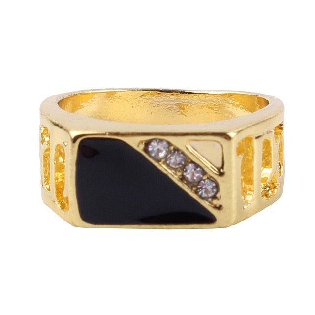 Black Rectangle Rhinestone Alloy Rings
