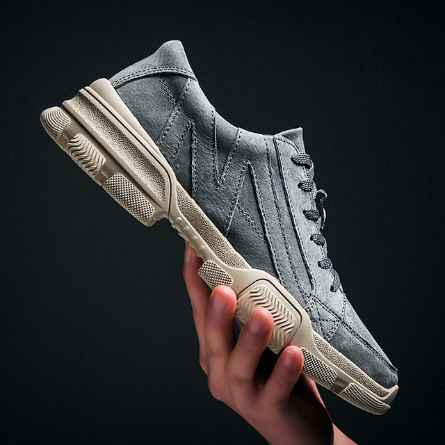 Leather Solid Suede Double Color Men Sneakers