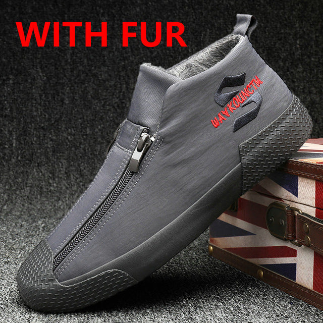 Chaud Hiver Mode Fourrure Zipper Hommes Bottes