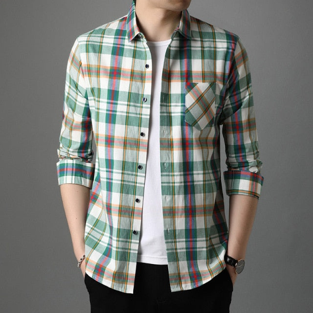 Bright Multi-Color Plaid Patterned Shirt