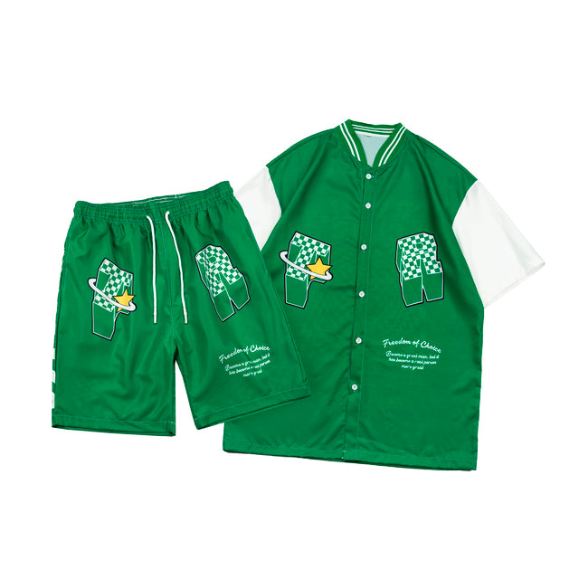 Ensemble court de baseball imprimé en polyester