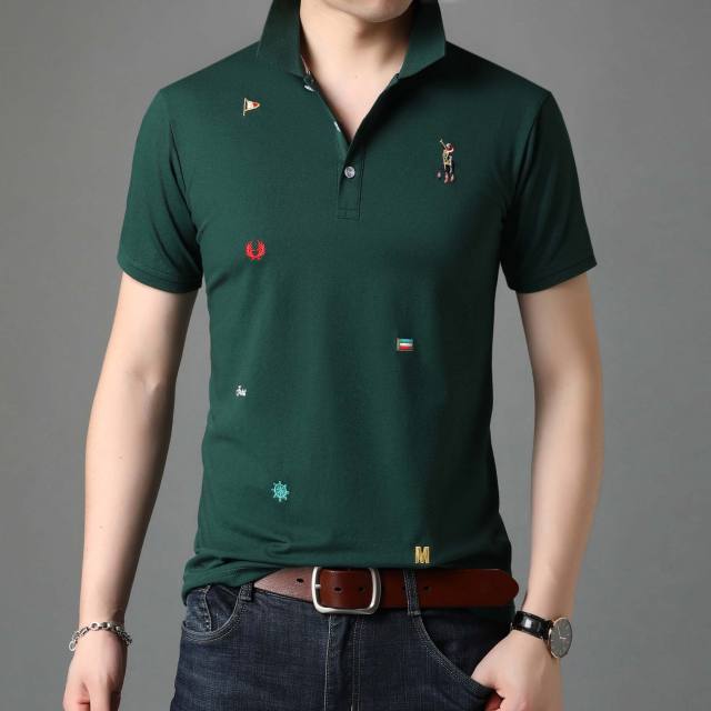 Fantasy Battle Embroidery Pattern Decorated Polo Shirt