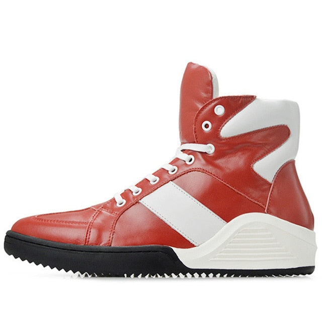 Sneaker pour hommes de style haut blanc noir rouge