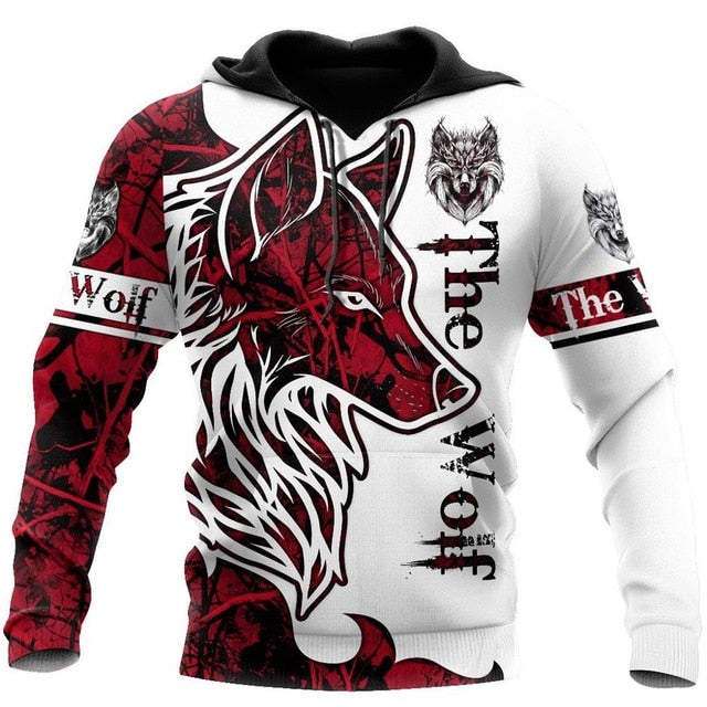 Chaqueta con estampado de animación de lobo rojo