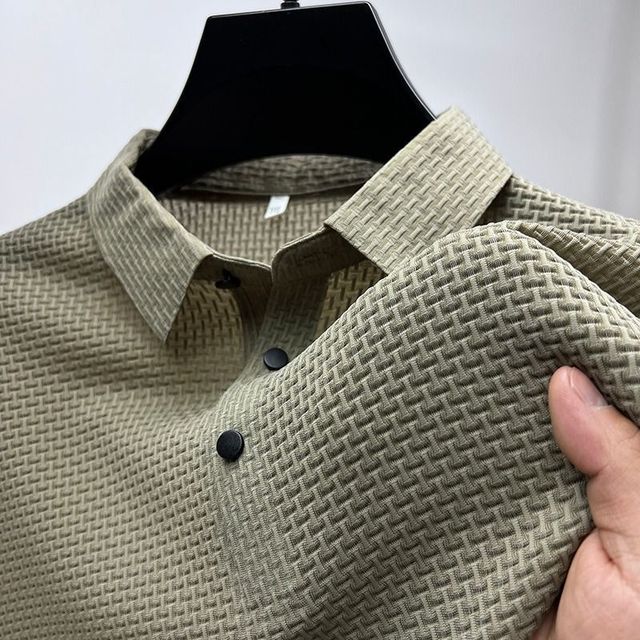 Ice Silk Nylon Woven Polo Shirt