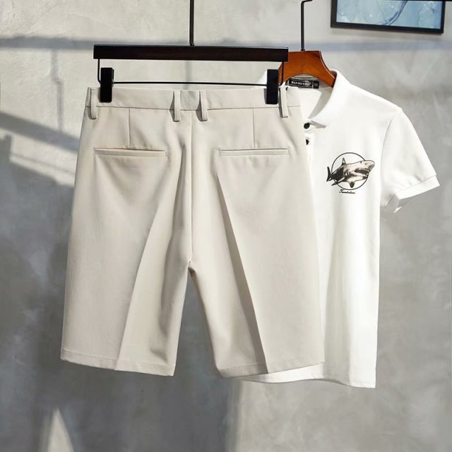 Casual Solid Polyester Chino Short