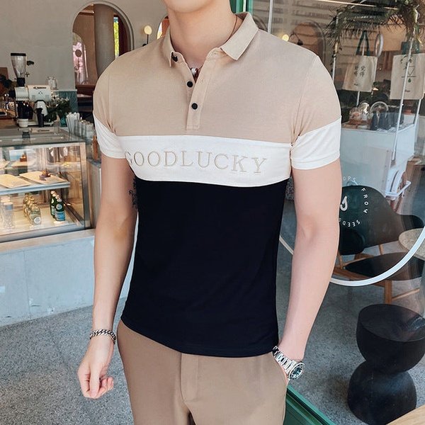 Three Colors Men Polo Shirt Chest Embroidery