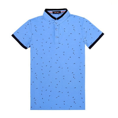 Dot Guitar Printed Stand Collar Short Sleeve Style Men Polo Shirt