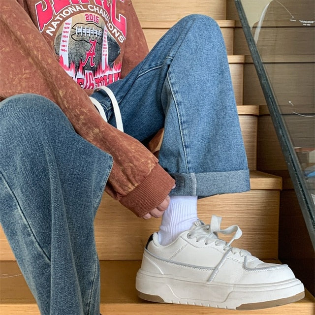 Broken Solid Elastic Waist Jeans