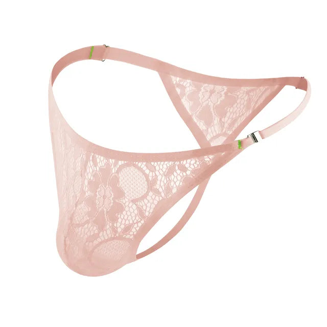 Lace Side Buckle See-Through G-String