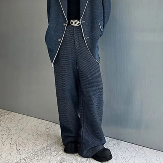 Single Breasted Blazer Denim Pants Set