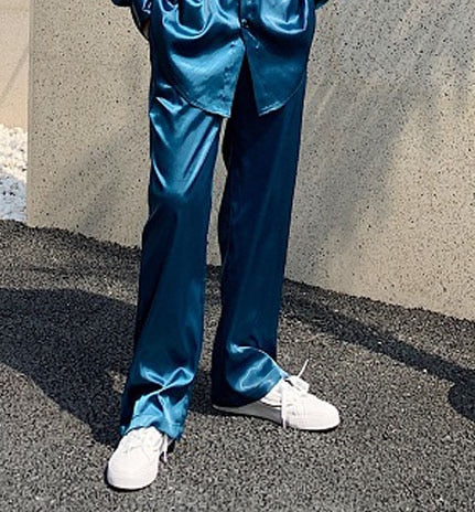 Solid Thin Loose Satin Summer Style Men Long Sleeve Shirts