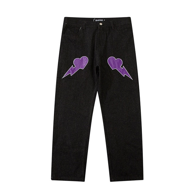 Broken Heart Hologram Loose Jeans