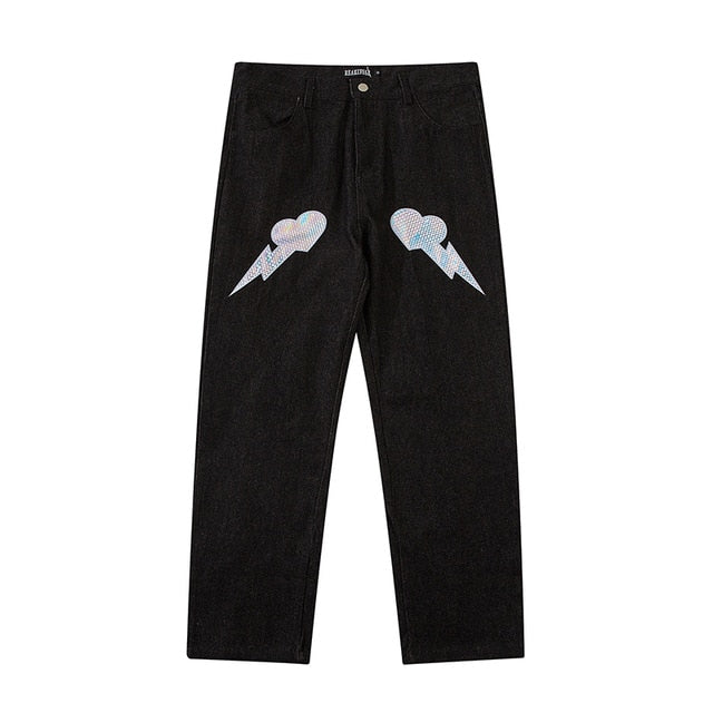 Jeans sueltos estilo bordado de estrellas