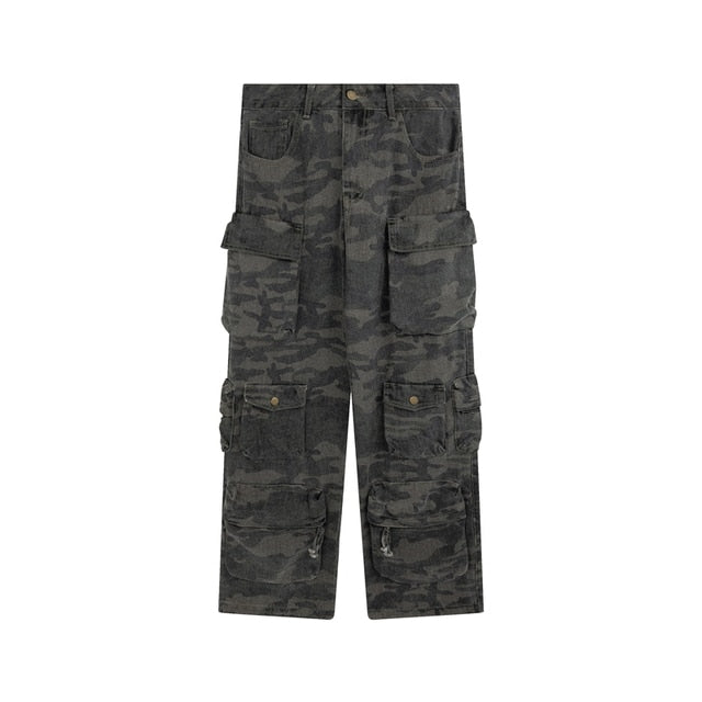 Full Pocket Camouflage Baggy Jeans