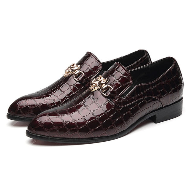 Luxury Crocodile Grain with Metal Ornament Men Loafers Shoes