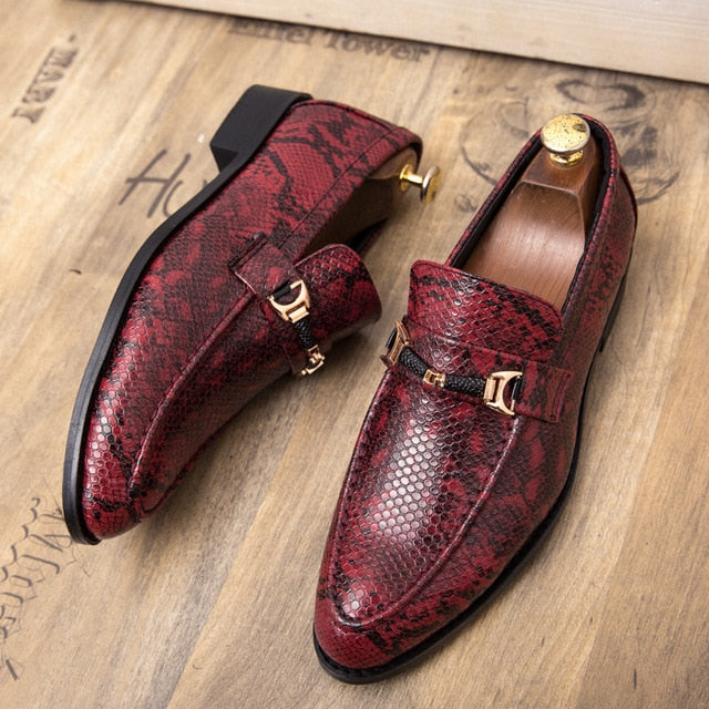 Animal Skin Pattern Slip On Style Men Shoes