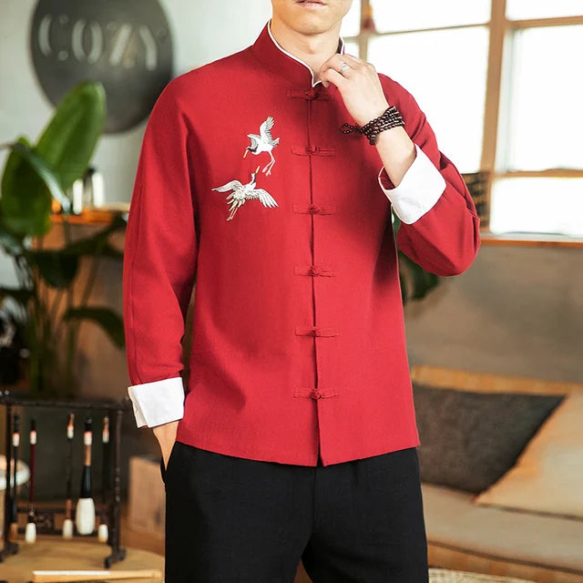 Traditional Chinese Clothing Cotton Embroidery Shirt