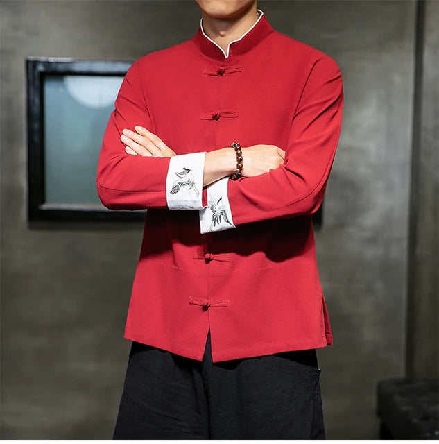 Traditional Chinese Clothing Cotton Embroidery Shirt