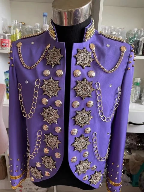 Chain Beads Rhinestone Performance Jacket