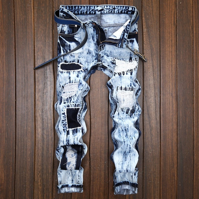Patchwork Vintage Cotton Ripped Jeans