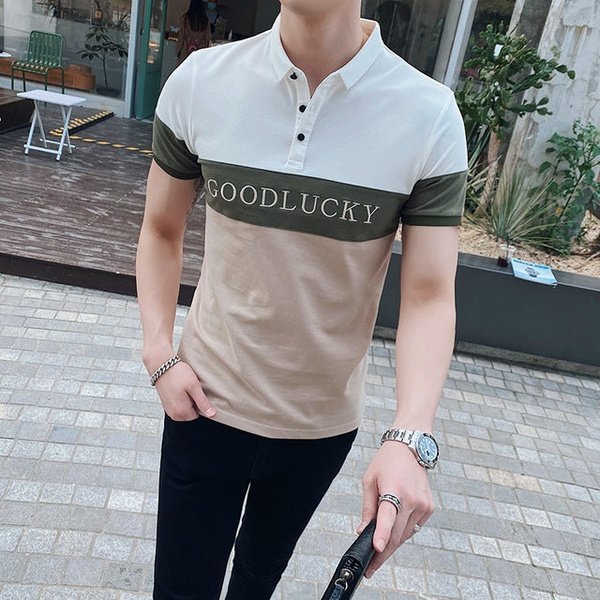 Three Colors Men Polo Shirt Chest Embroidery