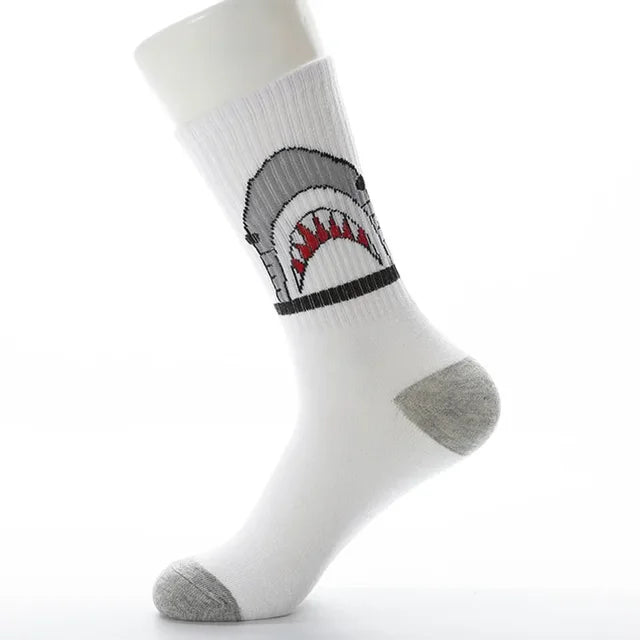 Cartoon Shark Pattern Cotton Socks