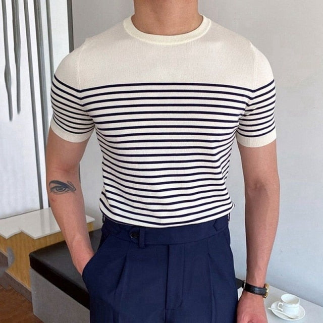 Stripe Cotton Short Sleeve T-Shirt