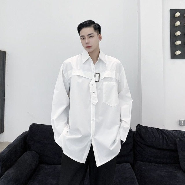 Chemises surdimensionnées unies à boucle de poitrine