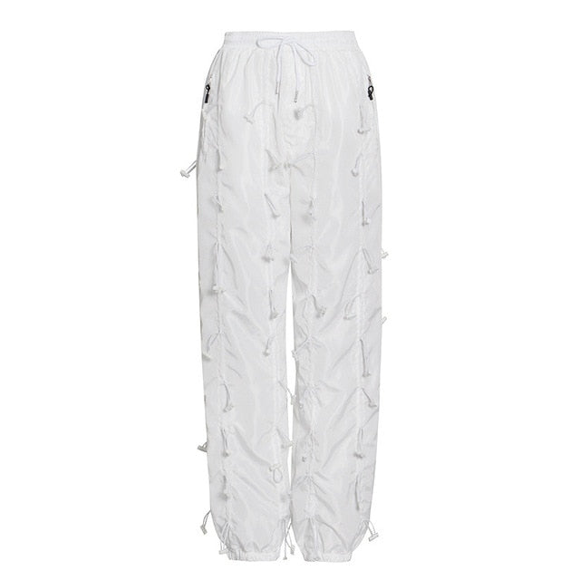 Colorful Drawstrings Decorated Loose Pants