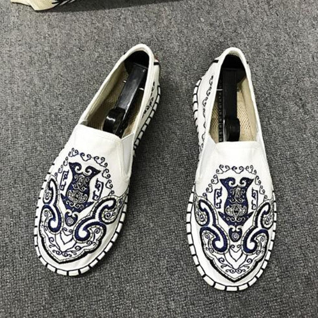 Canvas Vintage Mix Chinese Traditional Style Men Slip On Shoes - FanFreakz