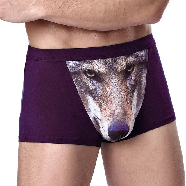 Wolf and Eagle Head Print Man Boxers