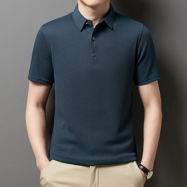 Ice Silk Nylon Woven Polo Shirt