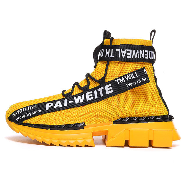 Woven Sock Shoes Hommes Baskets montantes Amortissement Antidérapant