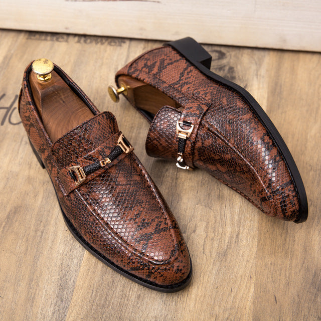Animal Skin Pattern Slip On Style Men Shoes