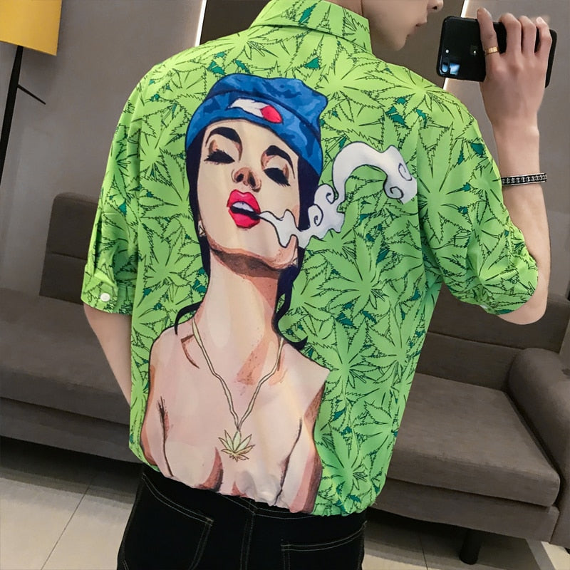 Chemises d'hommes de style décontracté d'impression de dos de femmes sexy