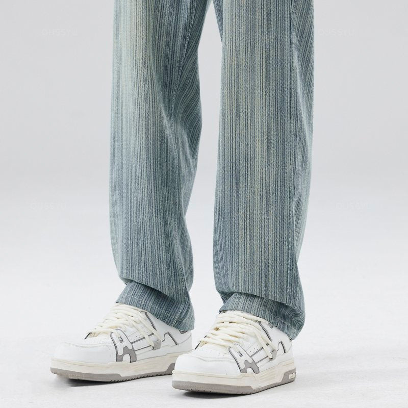 Retro Stripes Straight Denim Jeans