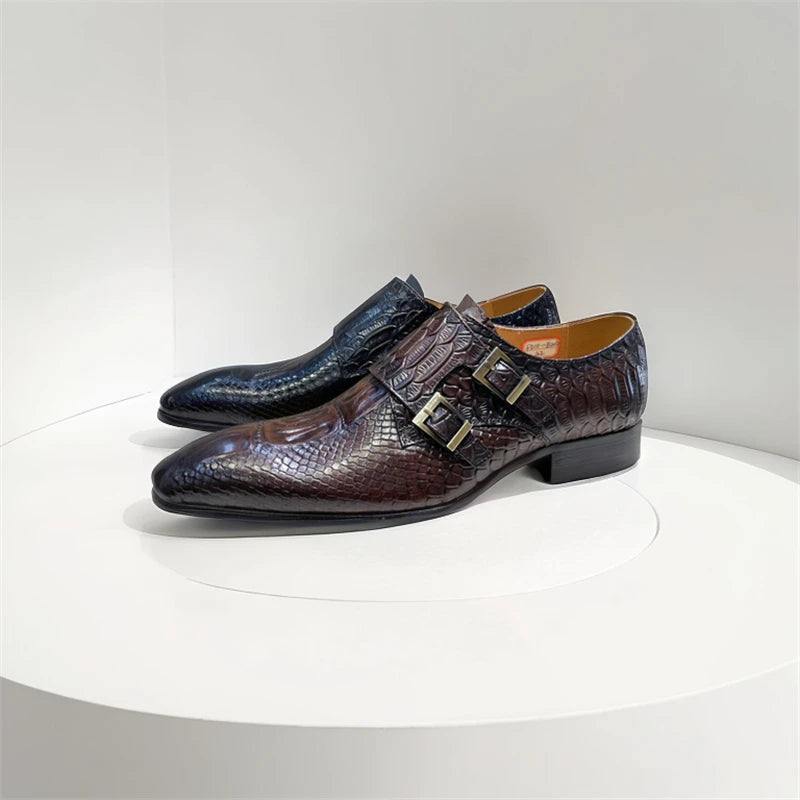 Formal Double Buckle Monk Shoes
