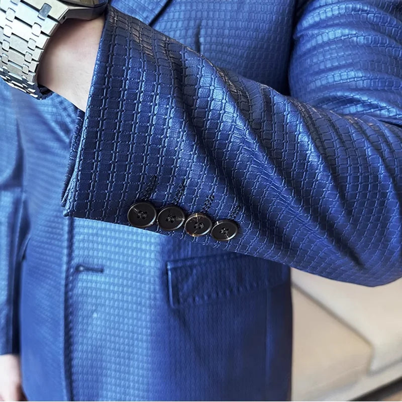 Waffle Leather Single-Breasted Blazer