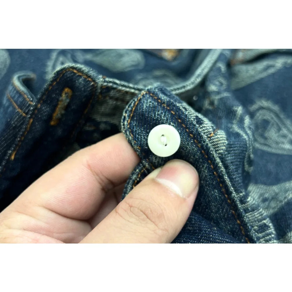 Paisley Pattern Retro Men's Denim Shirt
