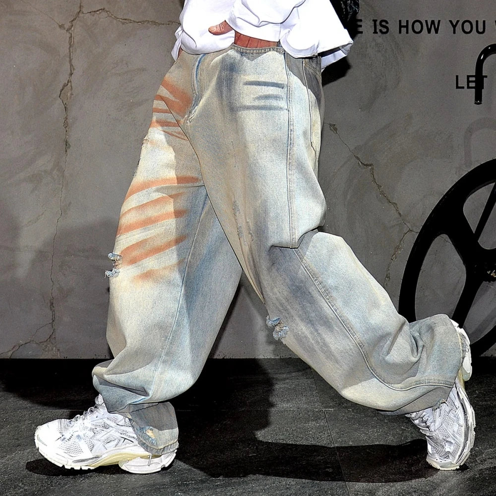 Ripped Distressed Design Light Jeans