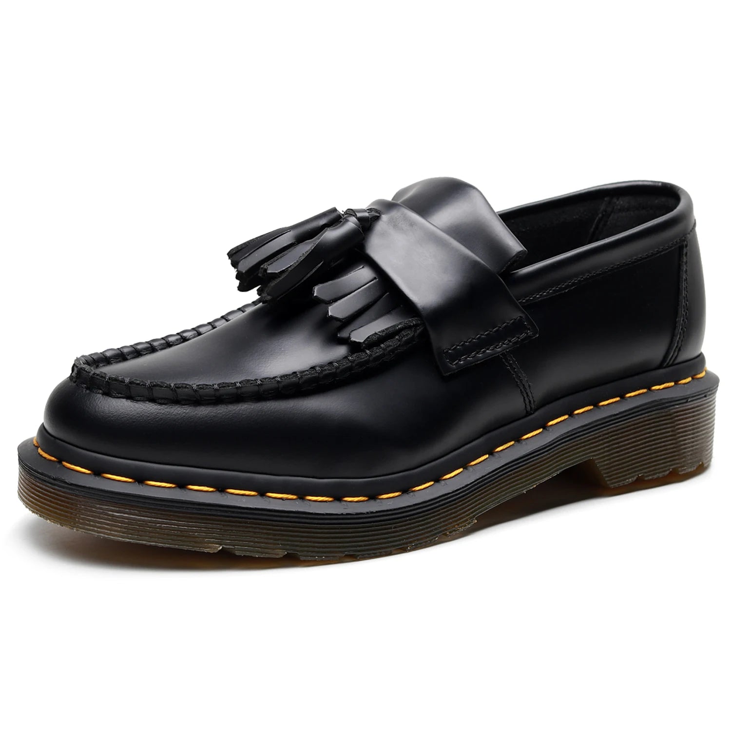 Black Leather Tassels Slip-On Loafers