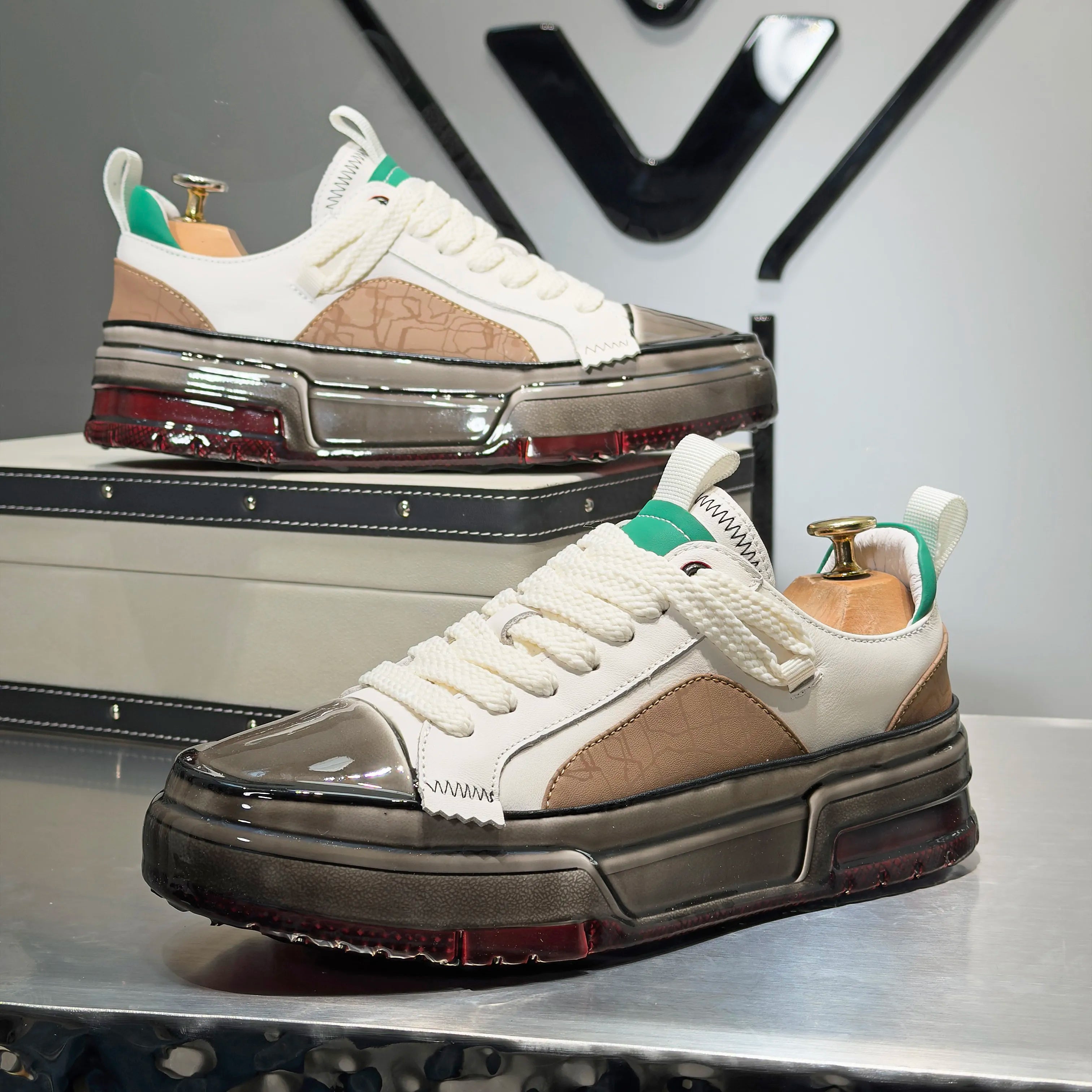 Elevated Streetwear Leather Sneakers