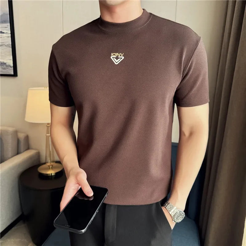 Mini Embroidery Round Neck Men's T-Shirt